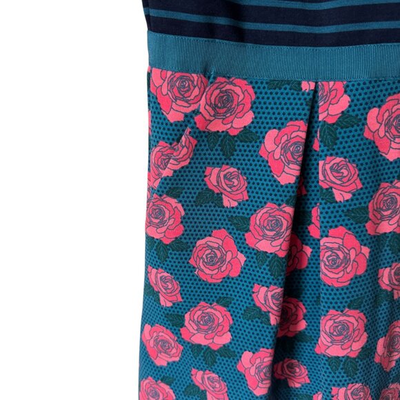 Matilda Jane Women's Peyton Fit Flare Dress Stripe Floral Rose Pockets Retro - Picture 10 of 16